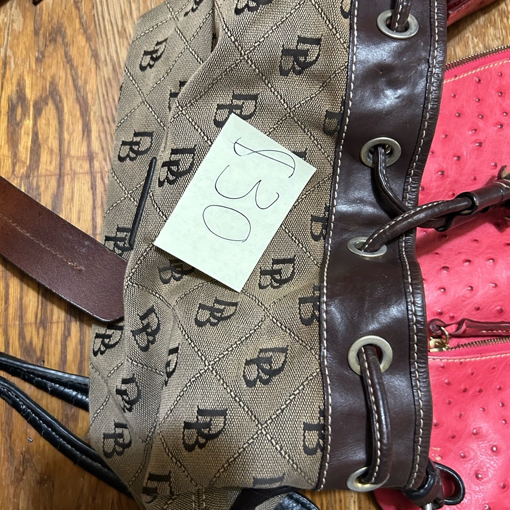 Dooney & Bourke Brown and Tan Monogram Tote